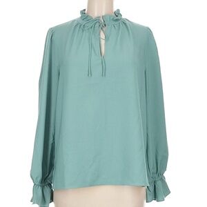J Crew Ruffle-Collar Tie-Neck Blouse - Small